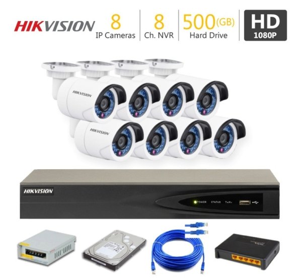 Hikvision 8 Full HD IP Camera Package – Smart Surveillance with Motion Detection & Network Storage Support